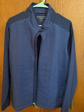 Holderness & Bourne Navy Quilted Herringbone Zip Jacket